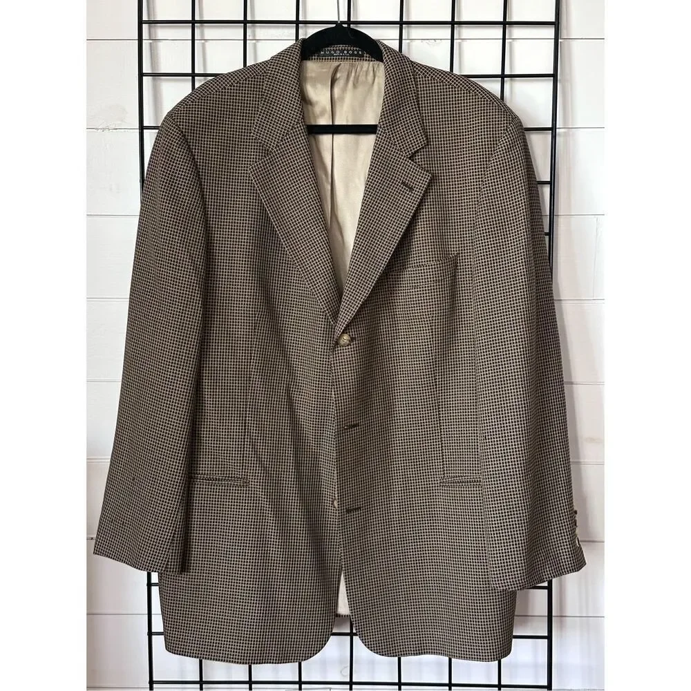 Hugo Boss Einstein Blazer Mens 46R Brown 3‎ Button Vintage 80s USA Union